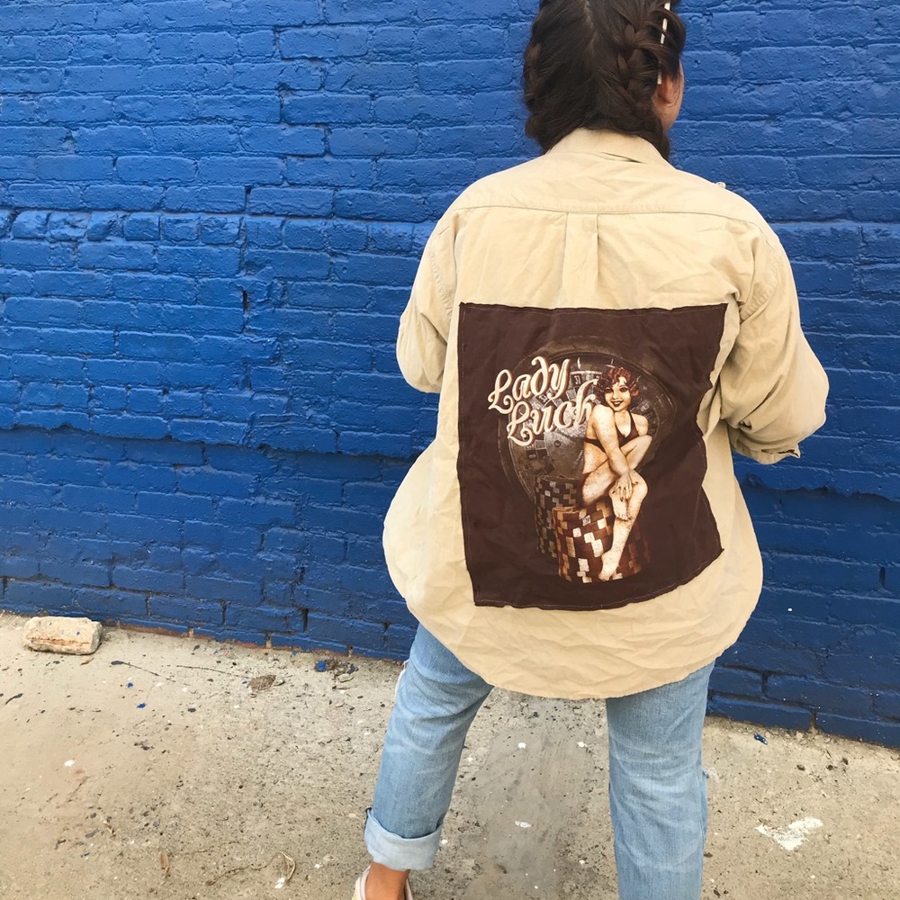 Corduroy Button Up with Lady Luck logo - Picture 1 of 4